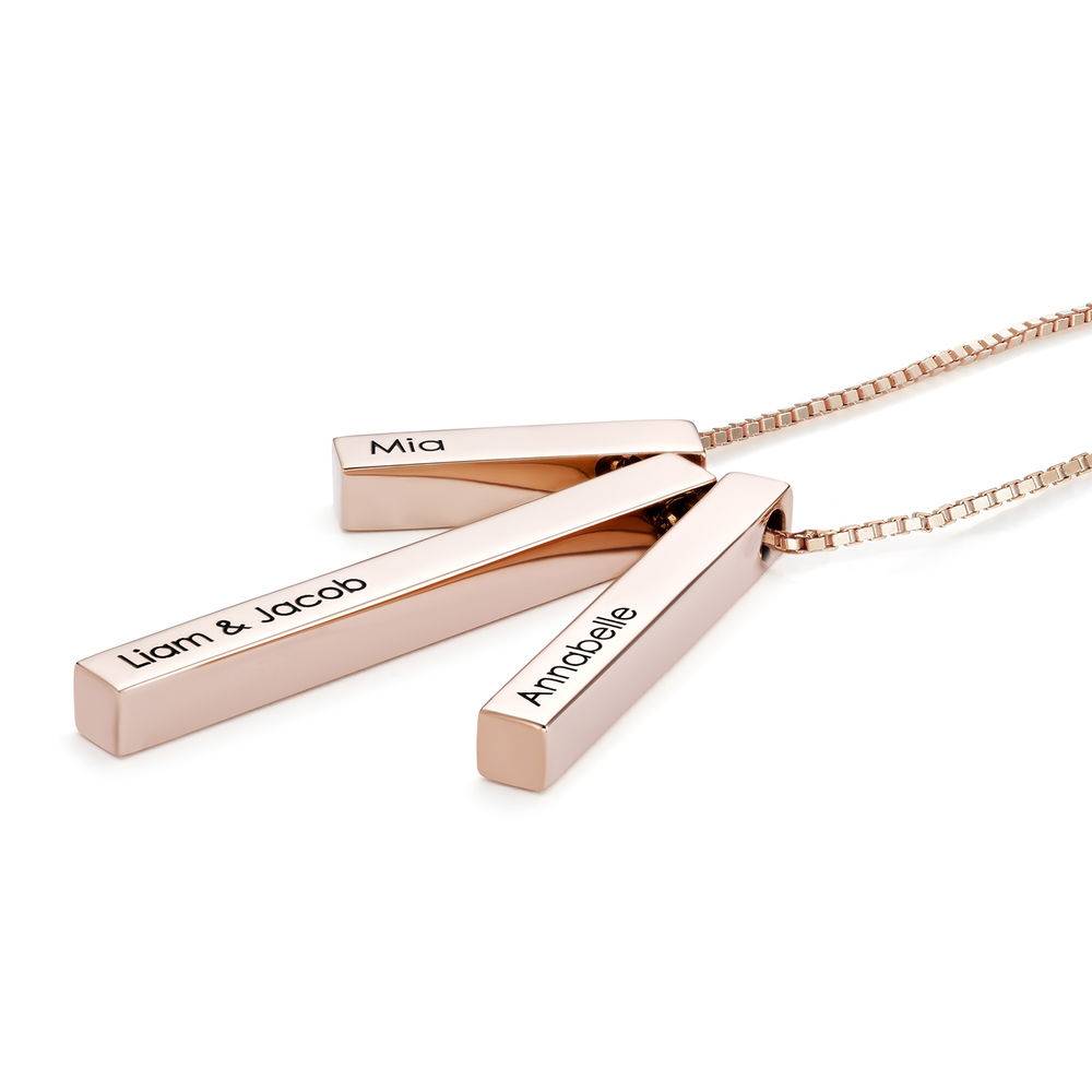 Engraved Triple 3D Vertical Bar Necklace in 18ct Rose Gold Plating-3 product photo