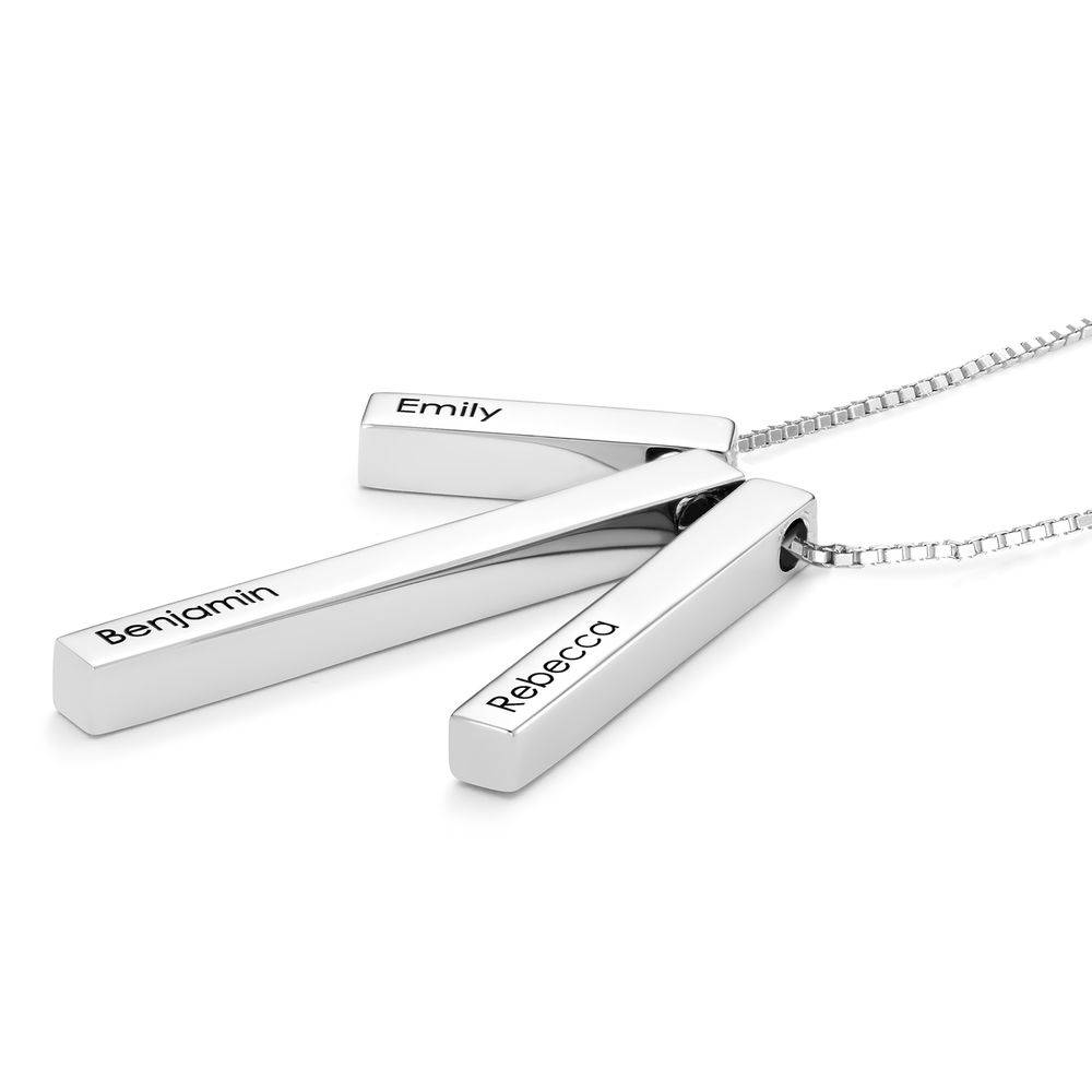 Engraved Triple 3D Vertical Bar Necklace in Sterling Silver product photo