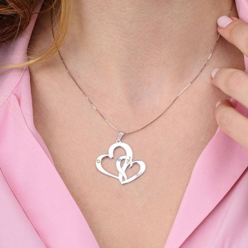 Engraved Two Heart Necklace in 10ct White Gold-1 product photo