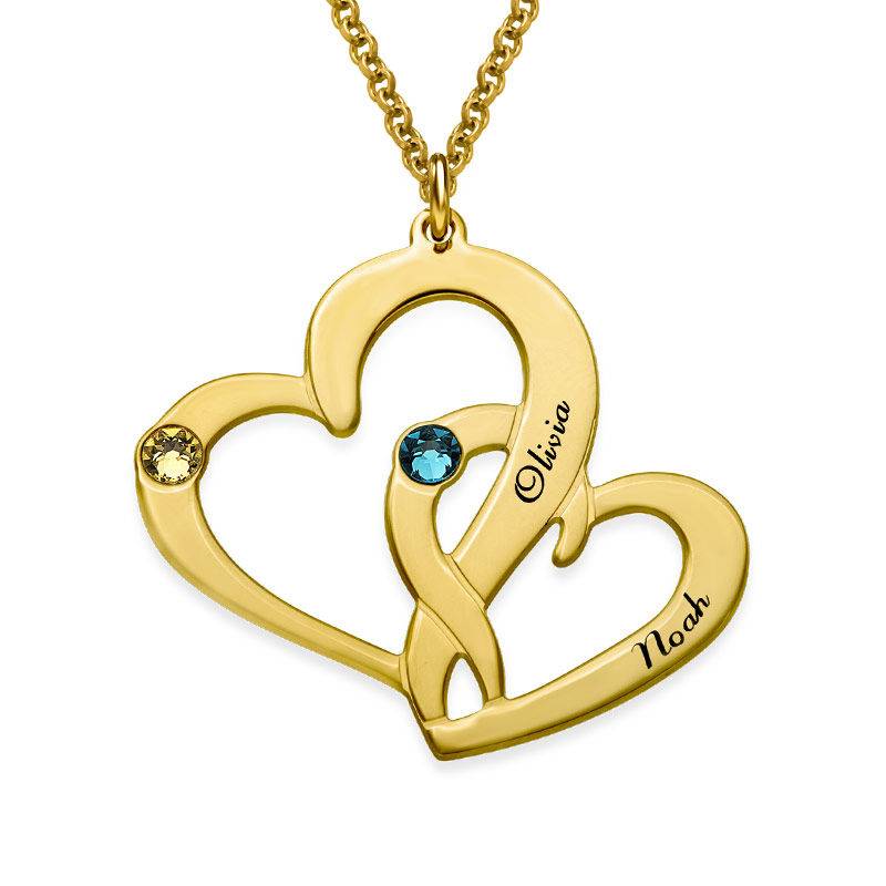 Engraved Two Heart Necklace in 18k Gold Vermeil product photo