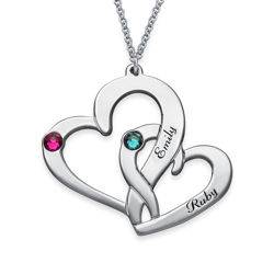 SOULMEET Collana con ciondolo a forma di cuore in argento Sterling, personalizzabile con due cuori, con incisione, per donne e fidanzate