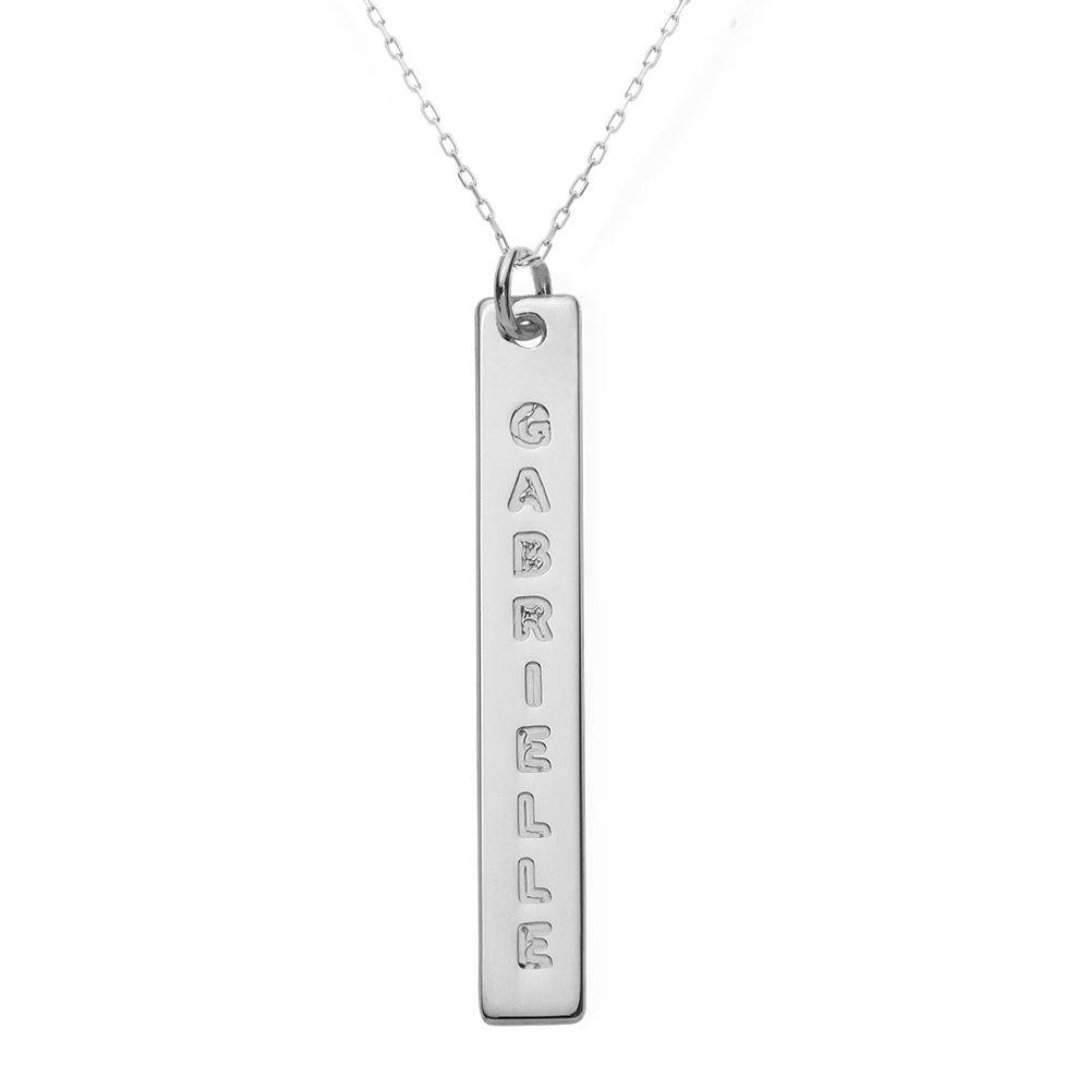 Engraved Vertical Bar Necklace in 10ct White Gold Engraved Vertical Bar Necklace in 10ct White Gold product photo