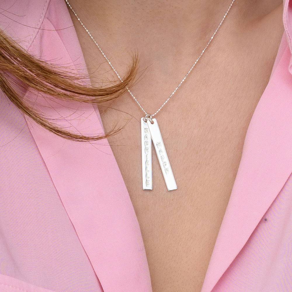 Engraved Vertical Bar Necklace in 10ct White Gold product photo