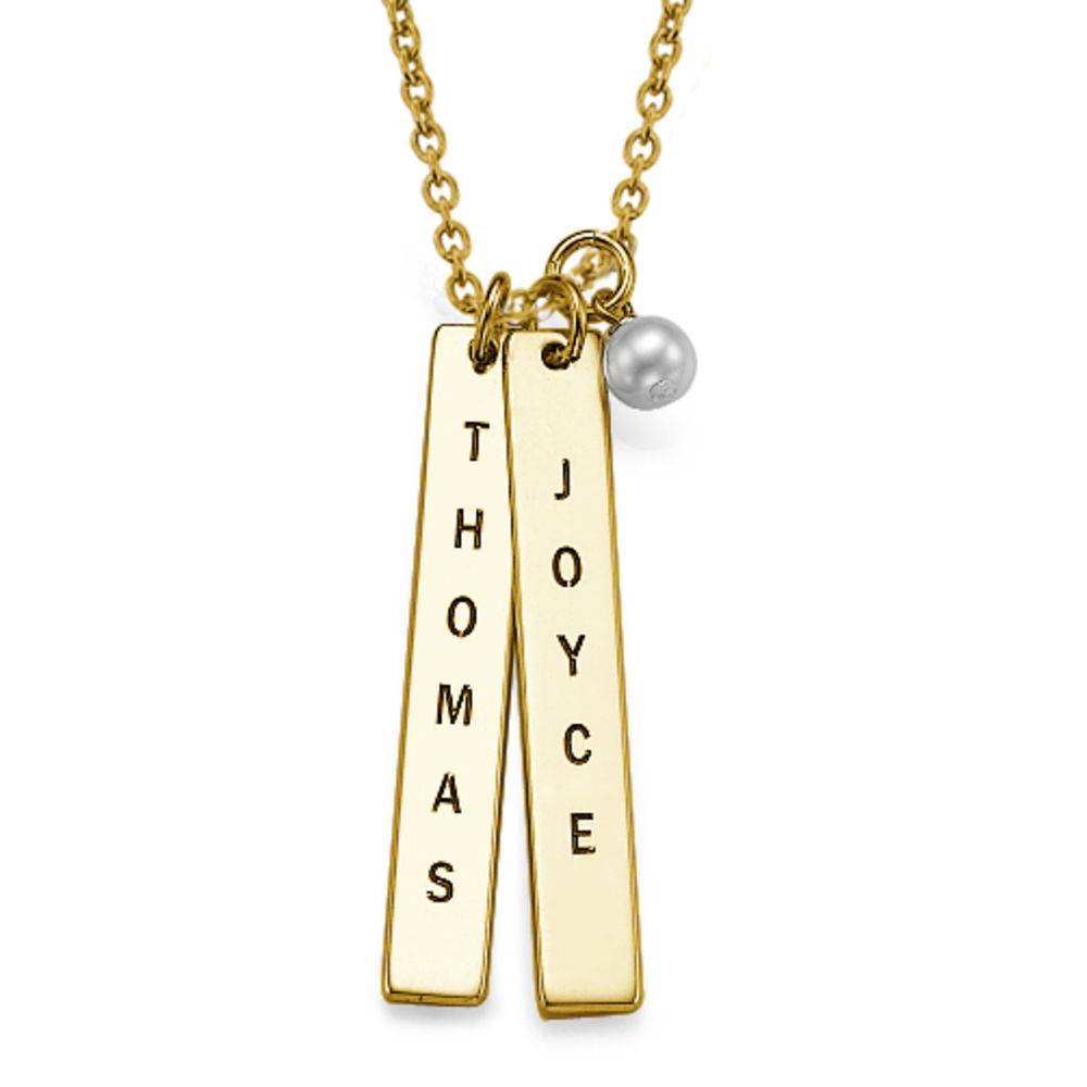 Engraved Vertical Bar Necklace in 18K Gold Plating product photo
