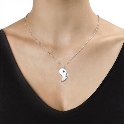 Engraved Yin Yang Necklace for Couples in Sterling Silver-3 product photo
