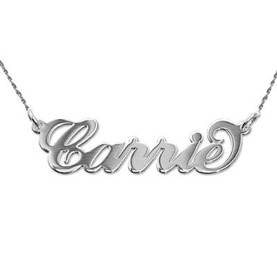 Extra Thick 14k White Gold Carrie Name Necklace product photo