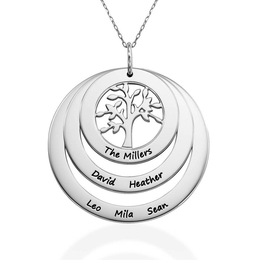 Family Circle Necklace with Hanging Family Tree in 10k White Gold product photo