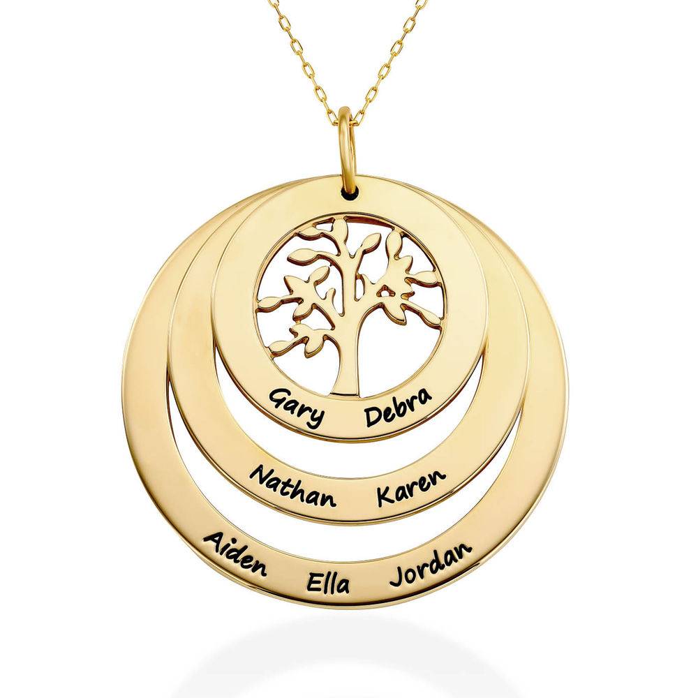 Family Circle Necklace with Hanging Family Tree in 10ct Yellow Gold product photo