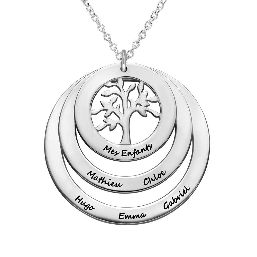 Family Circle Necklace with Hanging Family Tree in Premium Silver-1 product photo