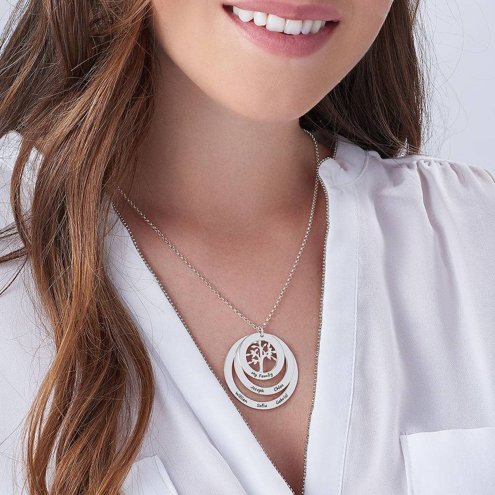 Family Circle Necklace with Hanging Family Tree in Premium Silver-4 product photo