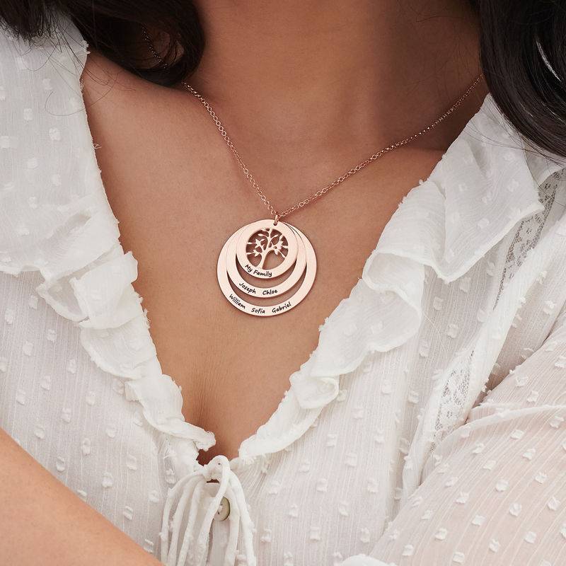 Family Circle Necklace with Hanging Family Tree in 18ct Rose Gold Plating-5 product photo