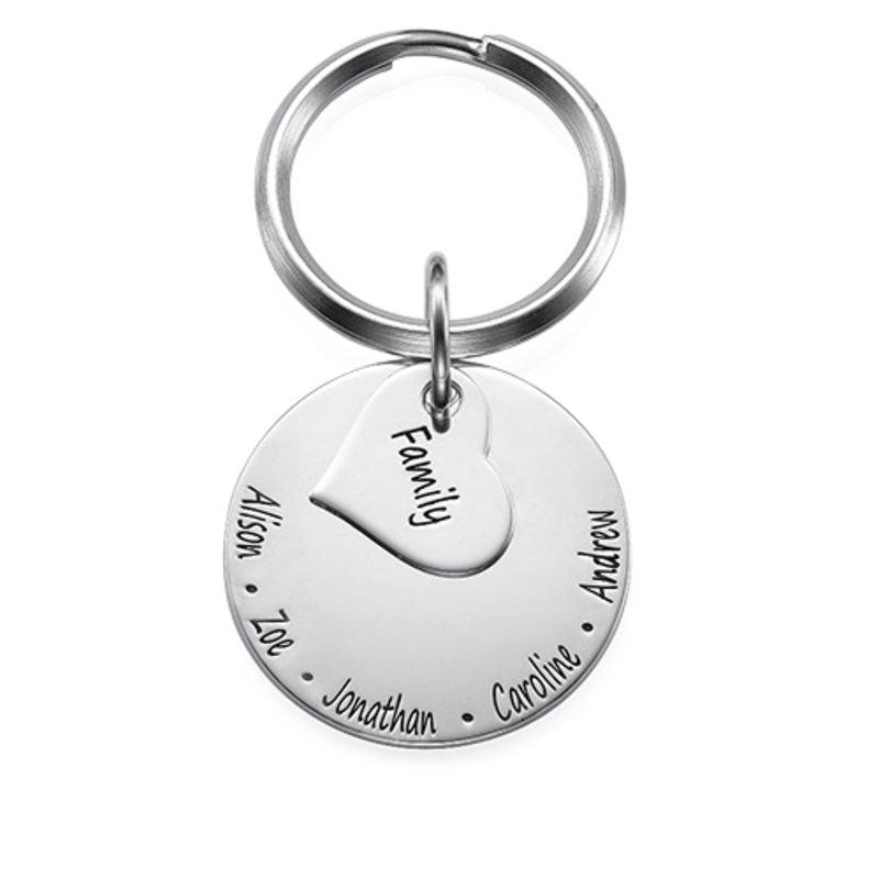 Family Forever Engraved Keyring in Sterling Silver product photo