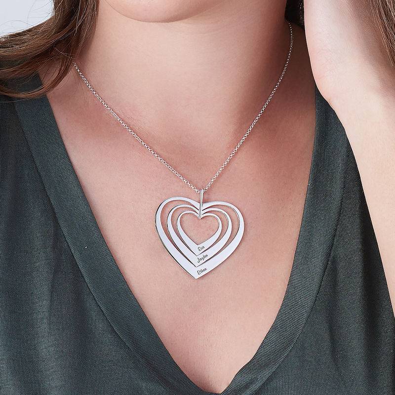 Family Hearts Necklace in Silver Sterling-3 product photo