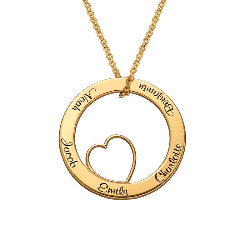 Ingraveret familie halskæde med hjerte i 18karat guld Vermeil-1 produkt billede