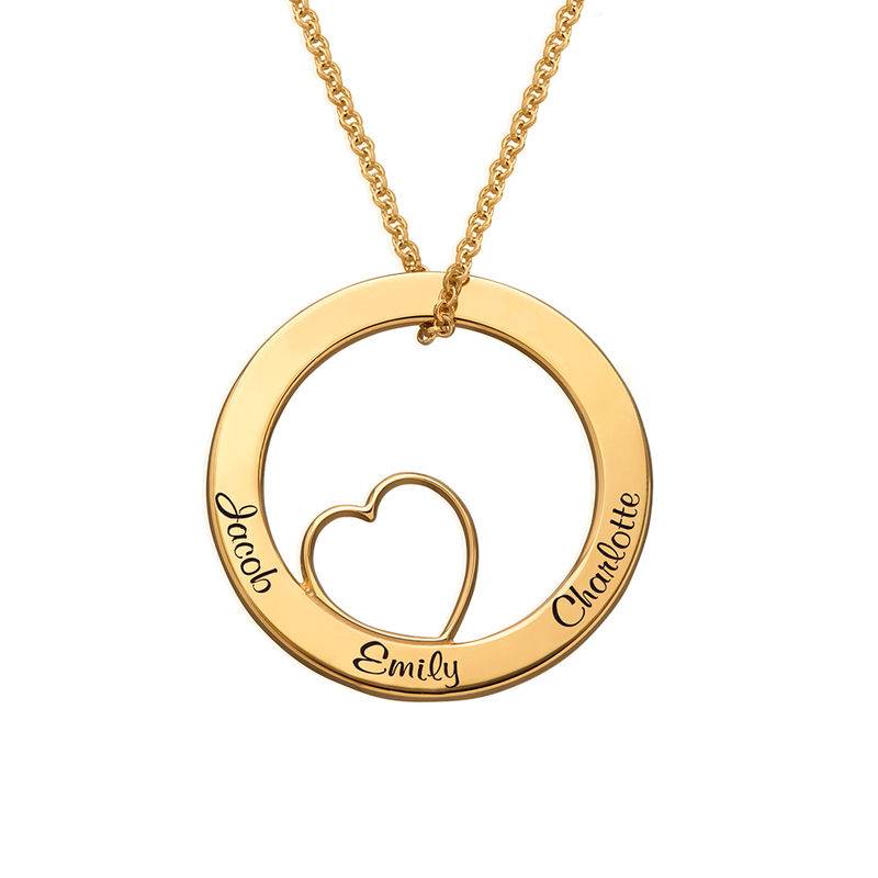 Ingraveret familie halskæde med hjerte i 18karat guld Vermeil-2 produkt billede
