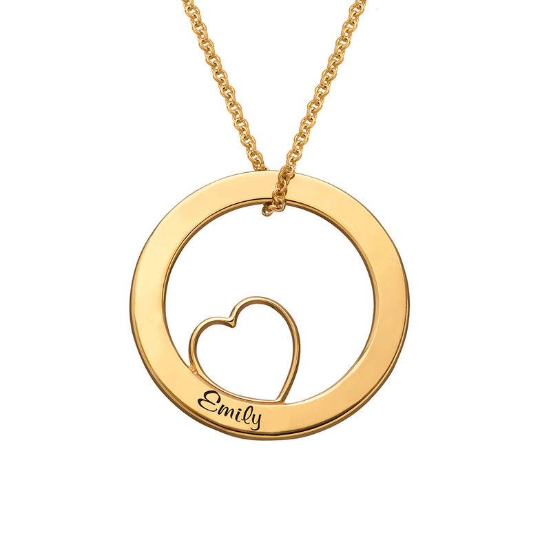 Ingraveret familie halskæde med hjerte i 18karat guld Vermeil-3 produkt billede