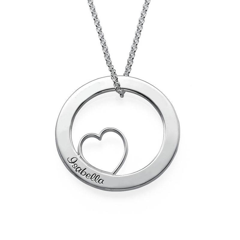 Family Love Circle Pendant Necklace in Sterling Silver product photo