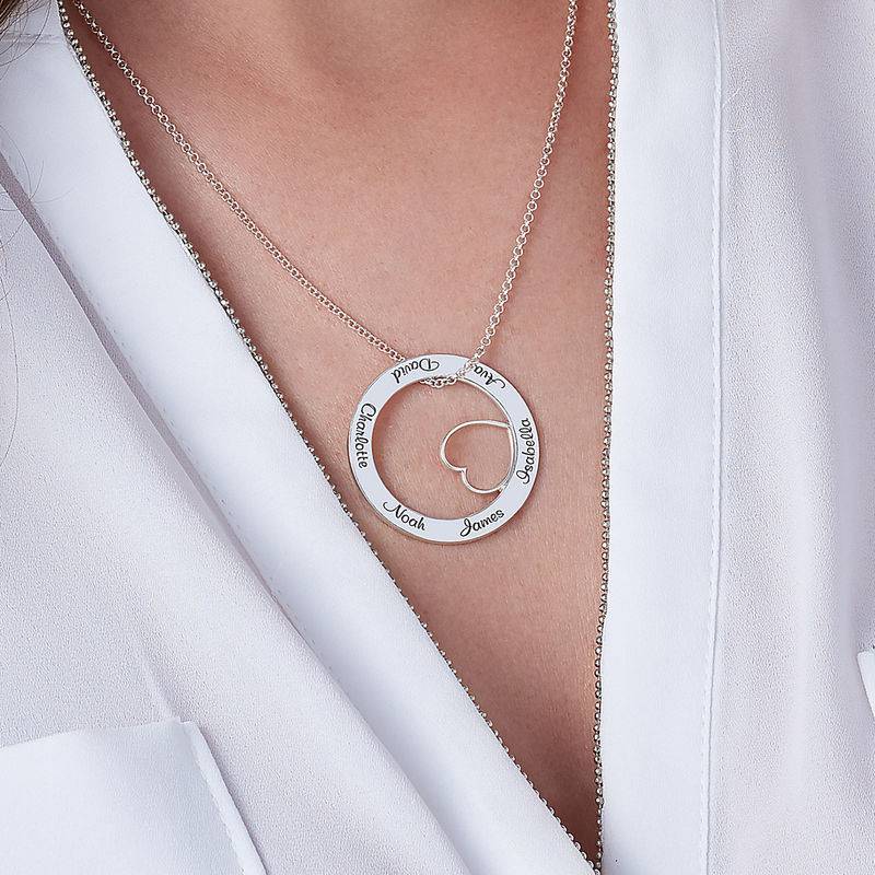 Family Love Circle Pendant Necklace in Sterling Silver-4 product photo