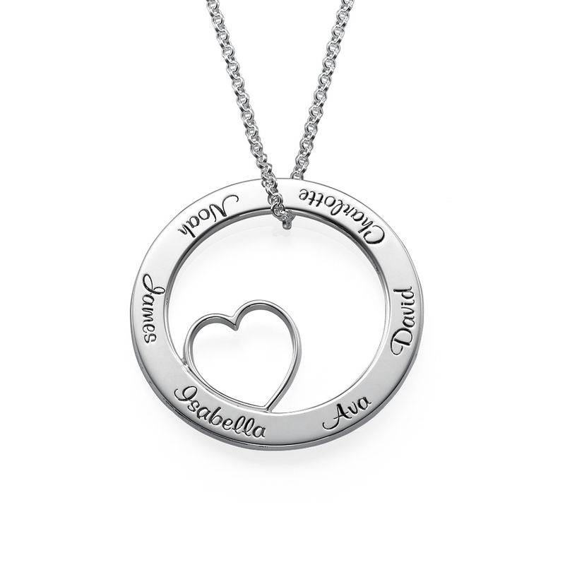 Family Love Circle Pendant Necklace in Sterling Silver-1 product photo