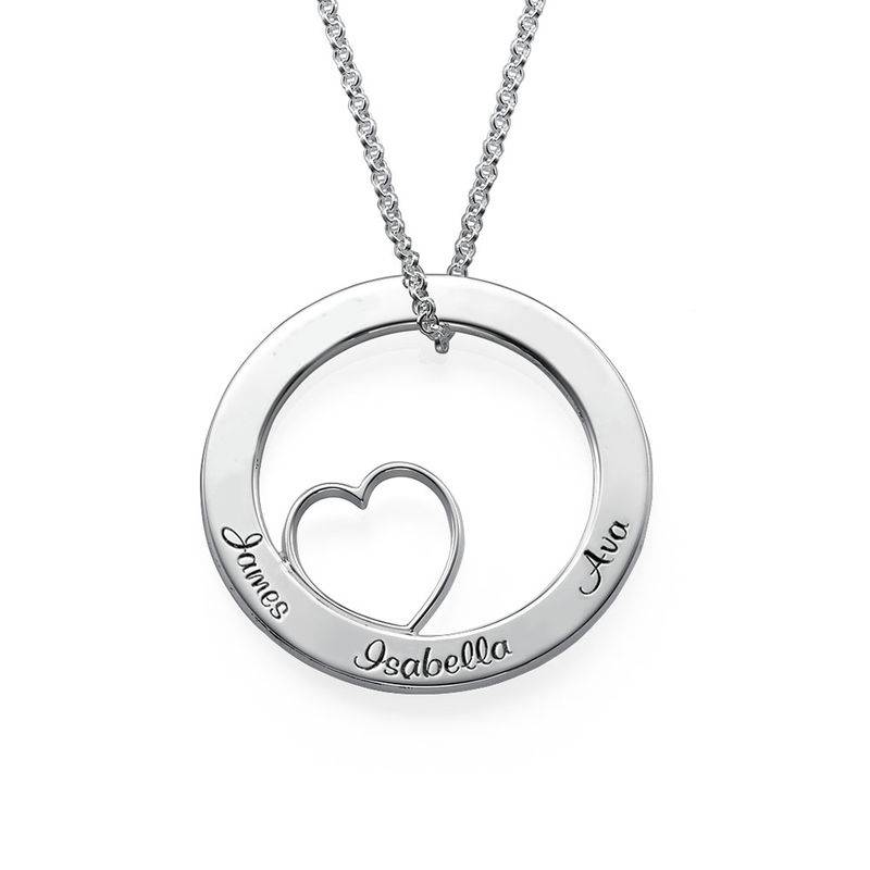 Family Love Circle Pendant Necklace in Sterling Silver-2 product photo