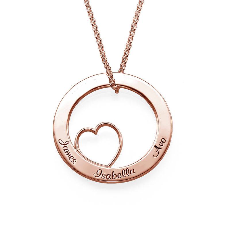 Family Love Circle Pendant Necklace in 18ct Rose Gold Plating-4 product photo
