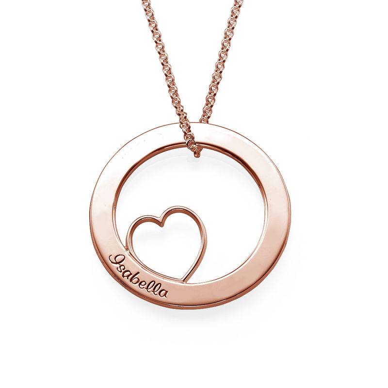 Family Love Circle Pendant Necklace - Rose Gold Plated-8 product photo