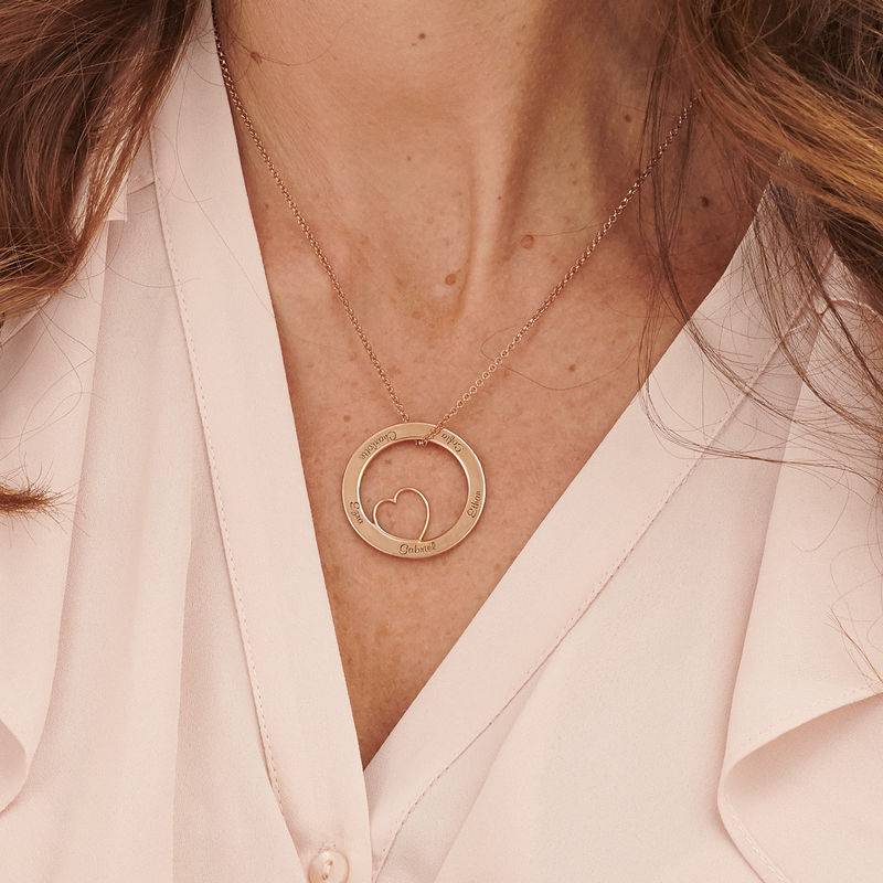 Family Love Circle Pendant Necklace - Rose Gold Plated-5 product photo