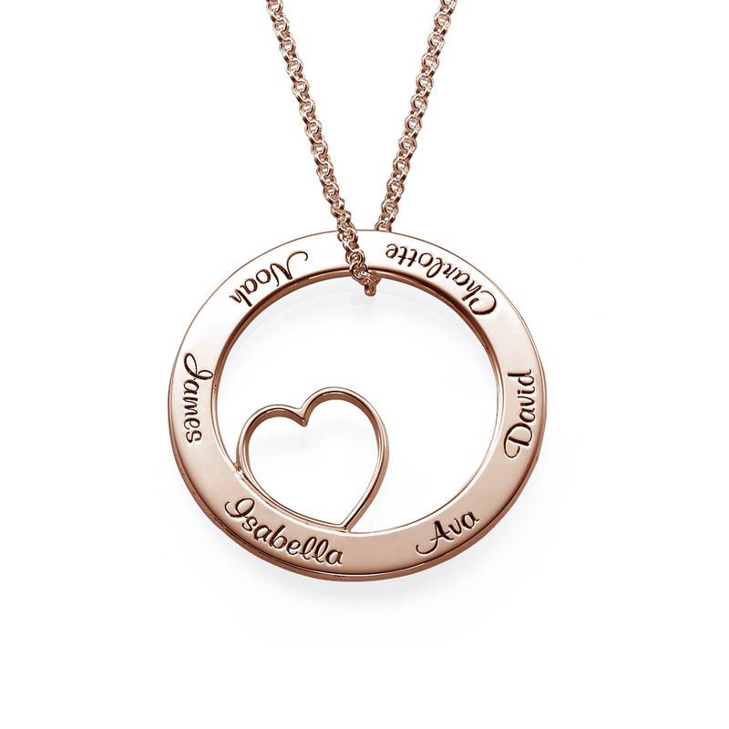 Family Love Circle Pendant Necklace - Rose Gold Plated-2 product photo