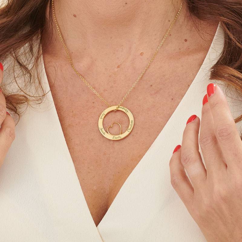 Family Love Circle Pendant Necklace with Gold Plating-7 product photo