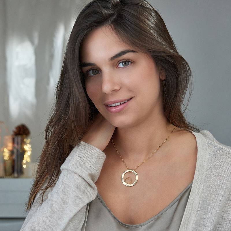 Family Love Circle Pendant Necklace with Gold Plating-3 product photo