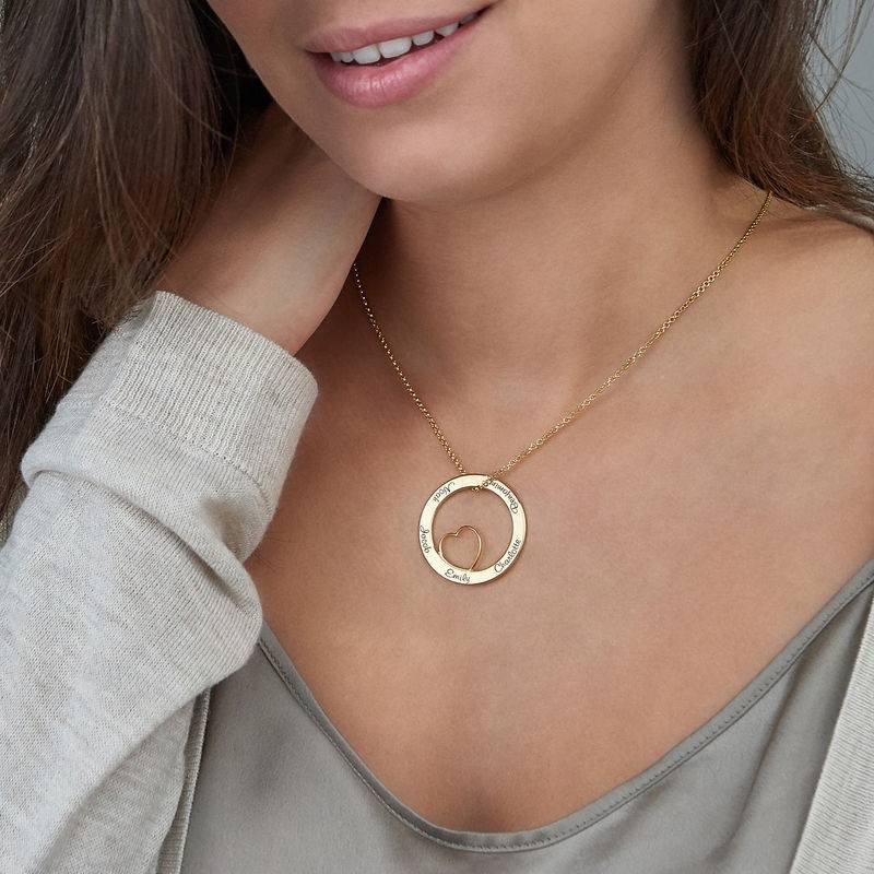 Family Love Circle Pendant Necklace with Gold Plating-5 product photo