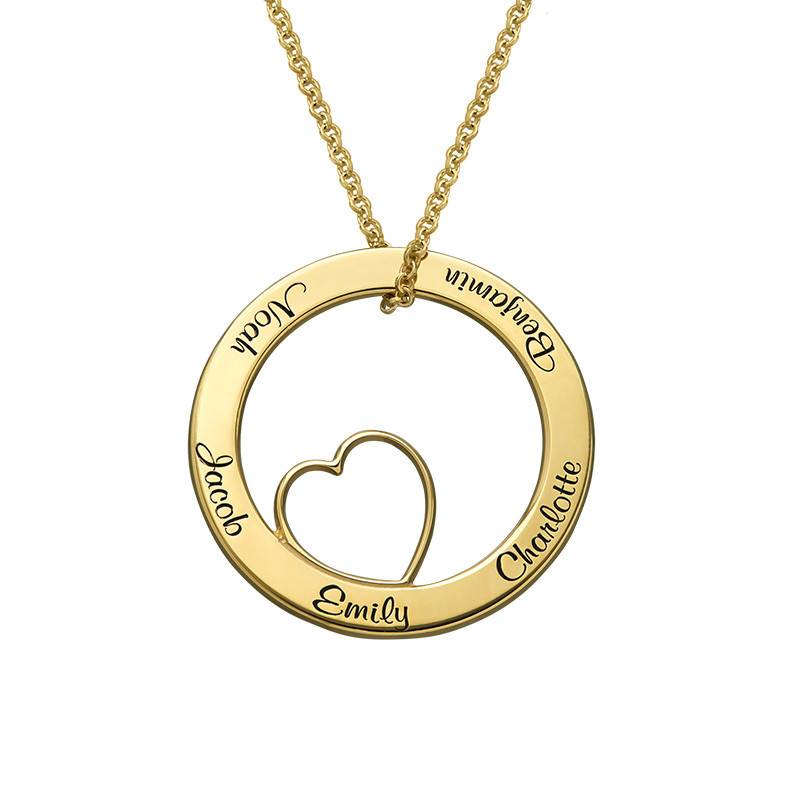 Family Love Circle Pendant Necklace with Gold Plating product photo