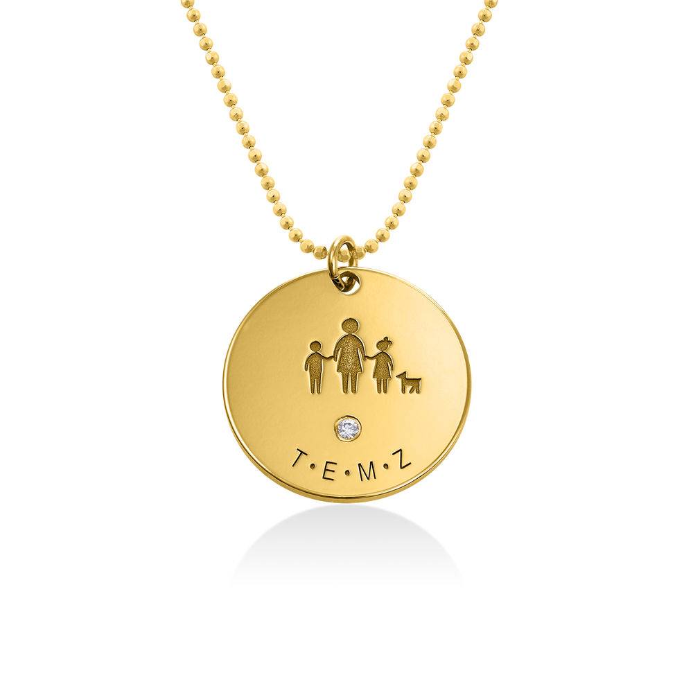 Family Necklace for Mum with Diamond in 18ct Gold Plating product photo
