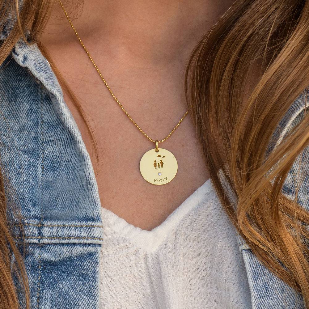 Family/Mom Initial Necklace in 18k Gold Plated with Diamond-3 product photo
