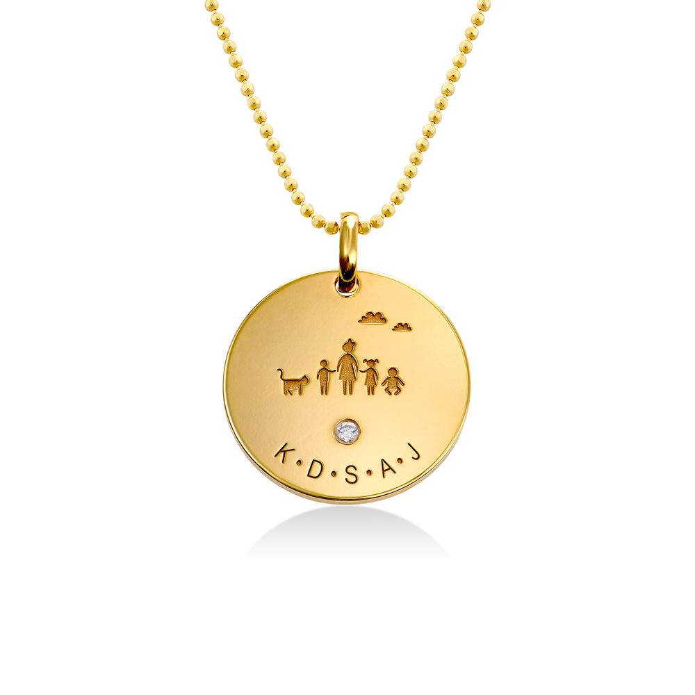 Family/Mom Initial Necklace in 18k Gold Vermeil with Diamond-1 product photo