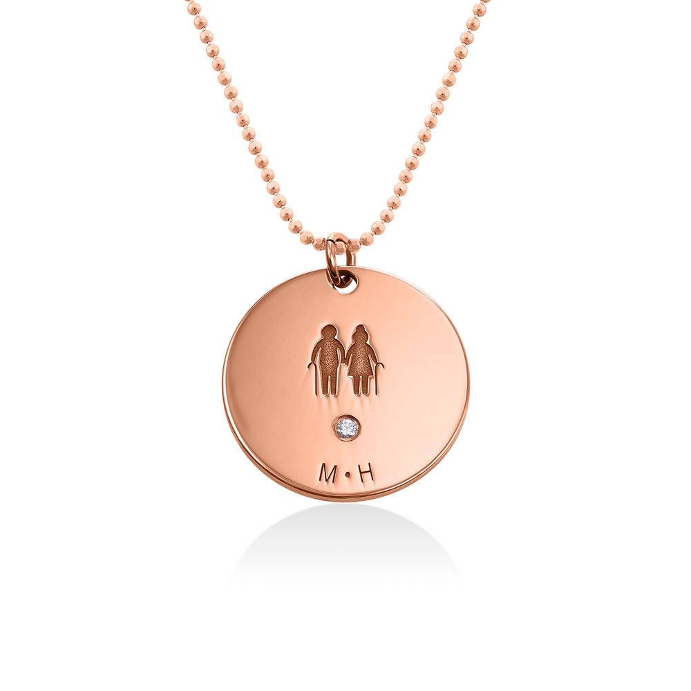 Family Necklace for Mom in 18k Rose Gold Plated with Diamond-2 product photo