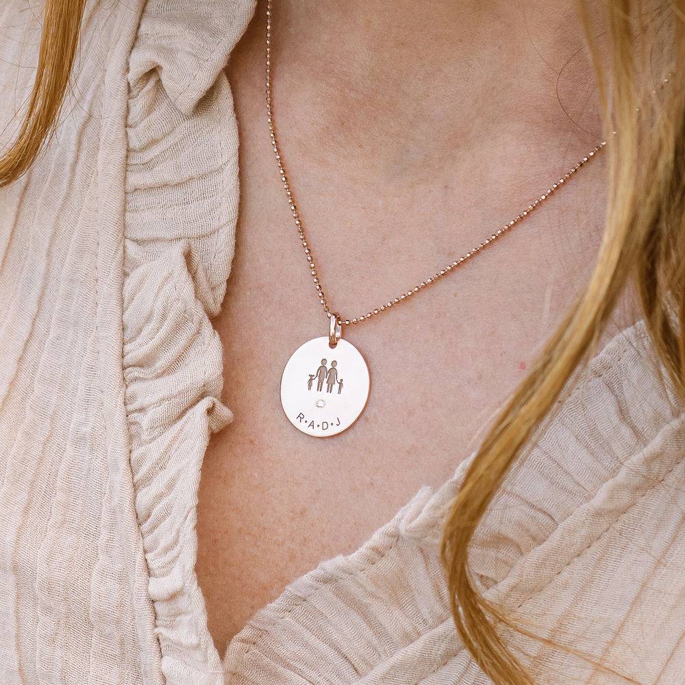 Family Necklace for Mum in 18ct Rose Gold Plated with Diamond-1 product photo