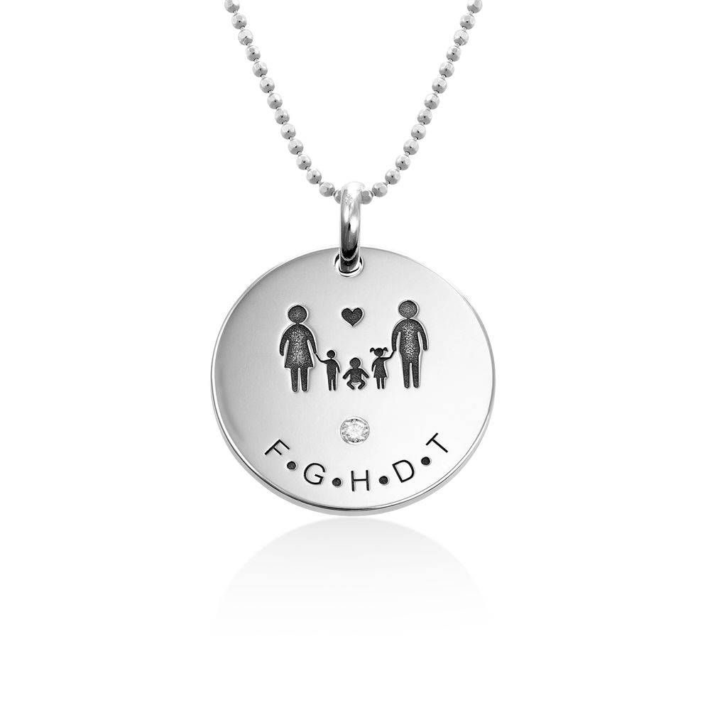 Family Necklace for Mom in Sterling Silver with Diamond product photo