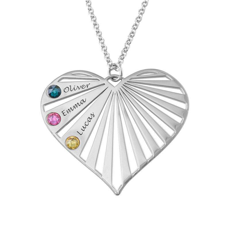 Family Necklace with birthstones in Silver Sterling product photo