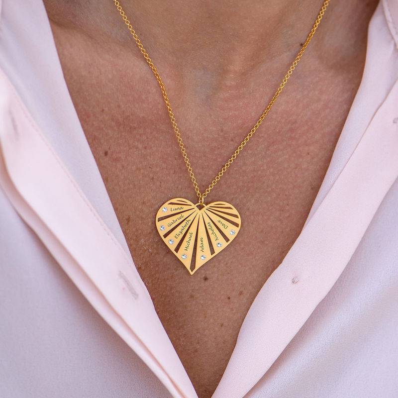 Family Necklace with Diamonds in Gold Plating-6 product photo