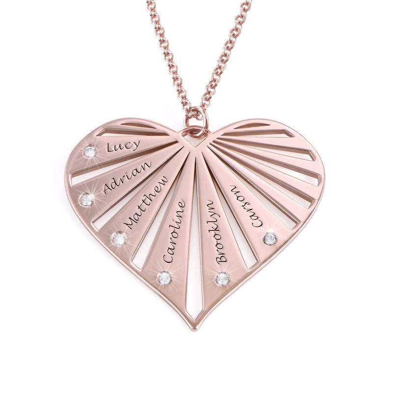 Family Necklace with Diamonds in 18ct Rose Gold Plating-4 product photo