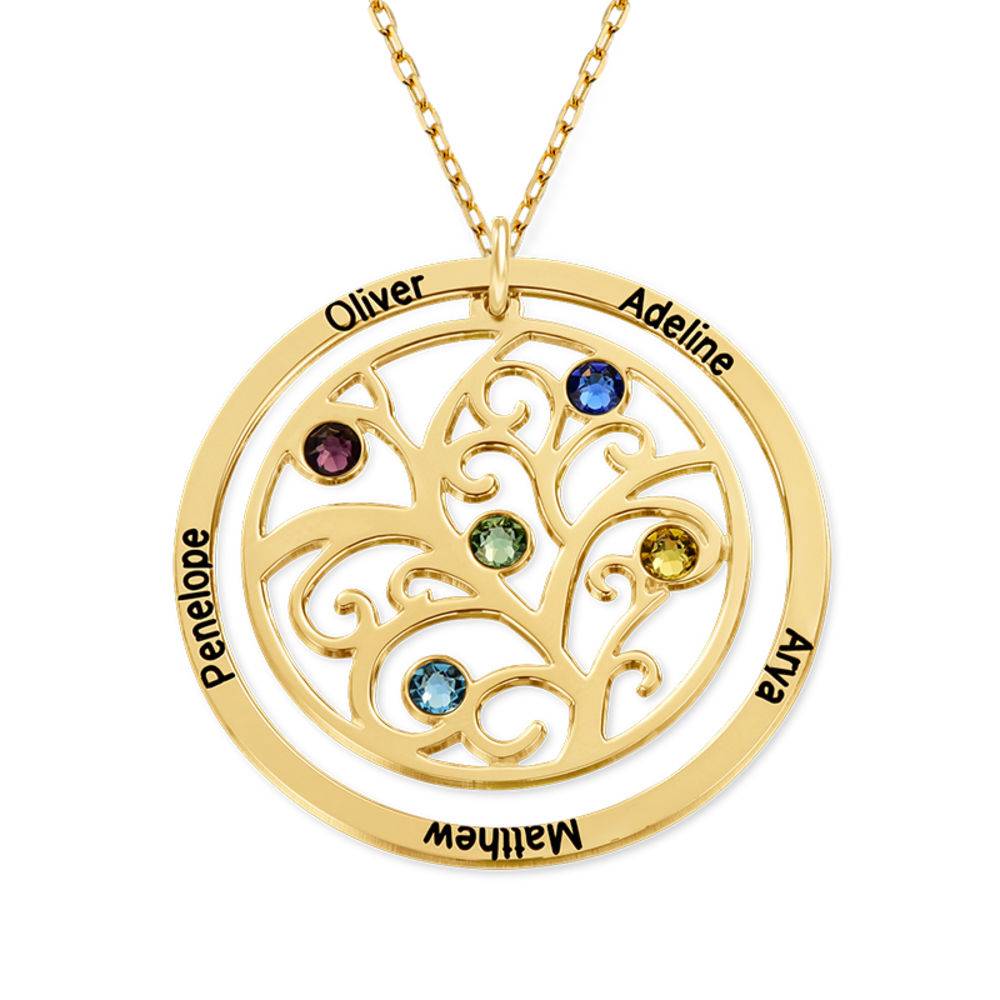 Family Tree Birthstone Necklace - 10ct Yellow Gold-4 product photo