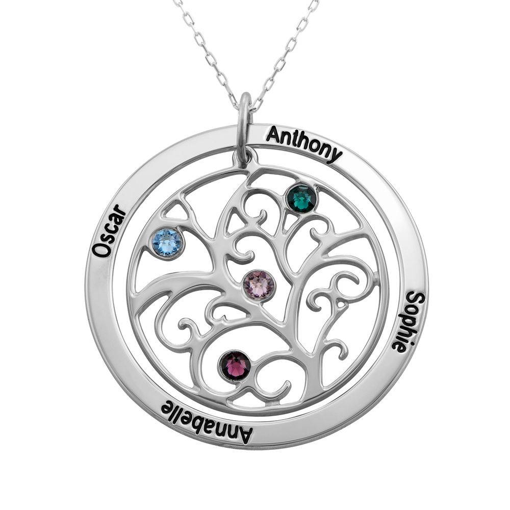 Family Tree Birthstone Necklace in 10ct White Gold-3 product photo