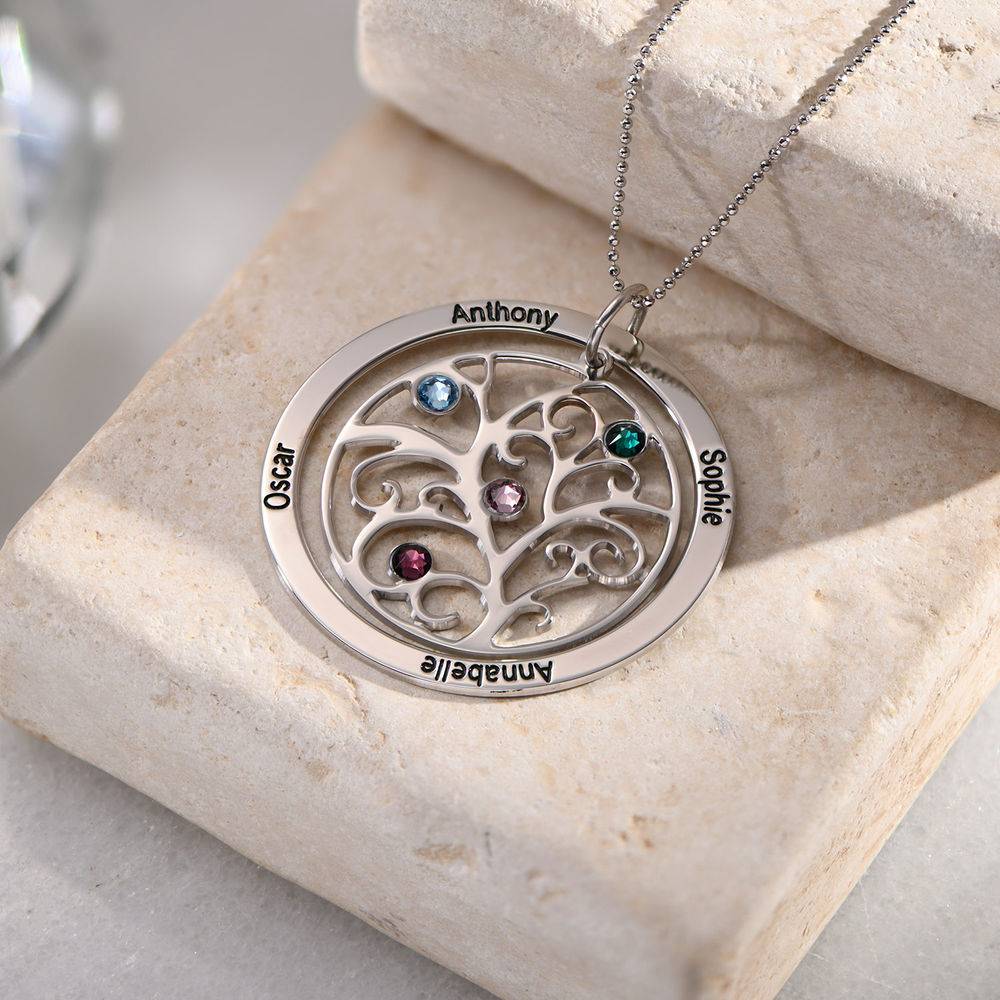Family Tree Birthstone Necklace in 10ct White Gold-5 product photo