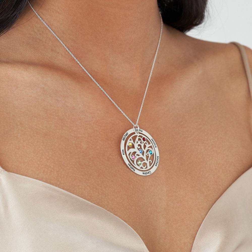 Family Tree Birthstone Necklace in Premium Silver-3 product photo