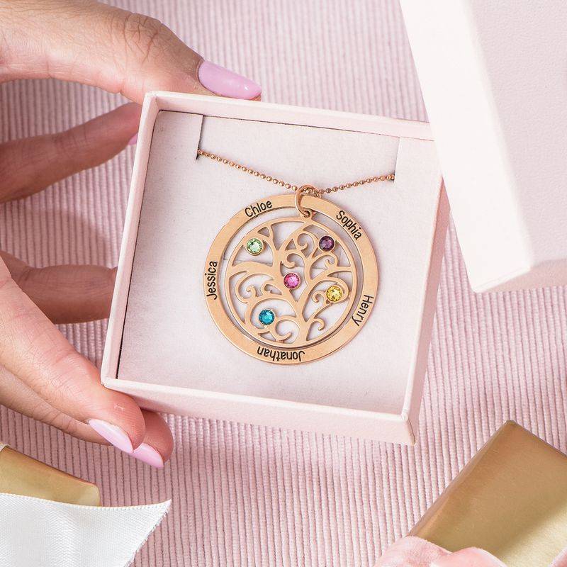 Family Tree Birthstone Necklace with Rose Gold Plating-5 product photo
