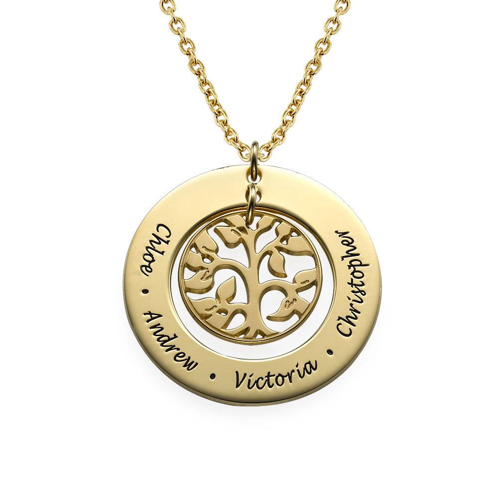 Familienstammbaum Halskette mit Gravur - 750er vergoldetes Silber Produktfoto