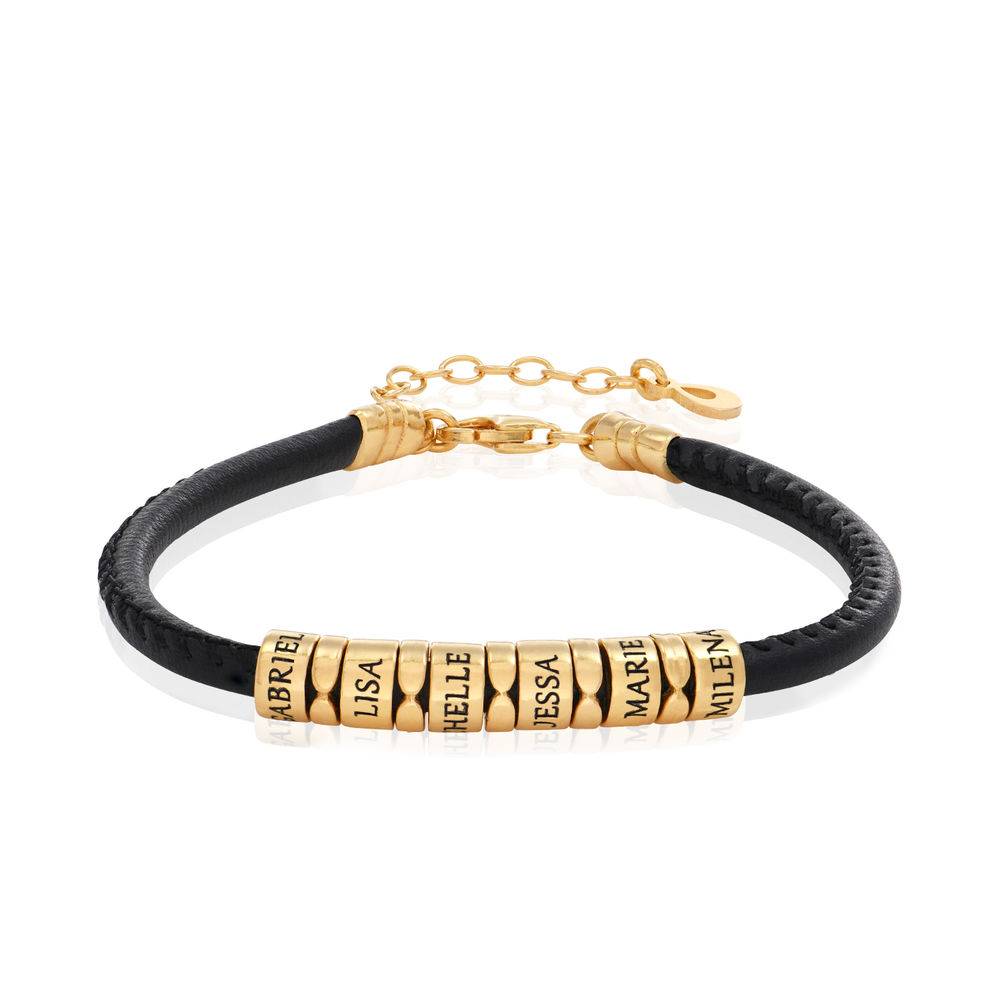 The Vegan Leather Bracelet with Beads in 18ct Gold Plating product photo