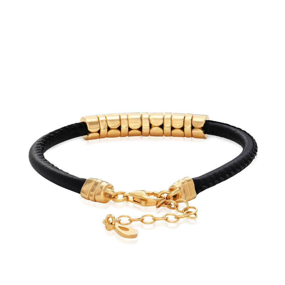 The Vegan-Leather Bracelet  with Beads in 18ct Gold Vermeil-3 product photo