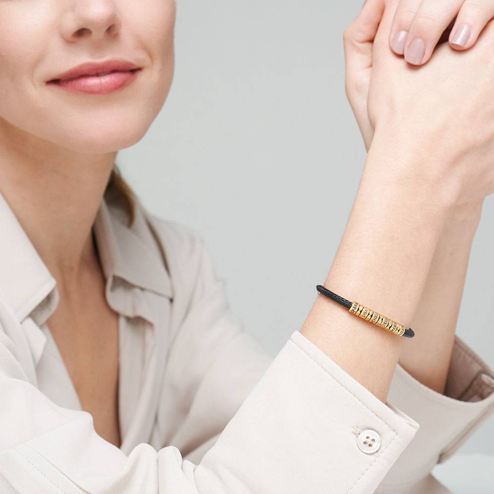 Faux Leather Zirconia Bracelet in 18K Gold Vermeil-2 product photo